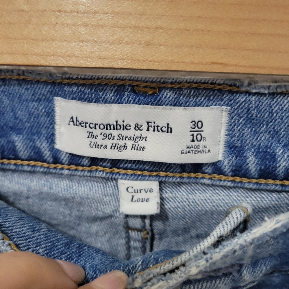 Abercrombie And Fitch 90s Straight Ultra High Rise Curve Love Split Hem Size 30 - Picture 4 of 8